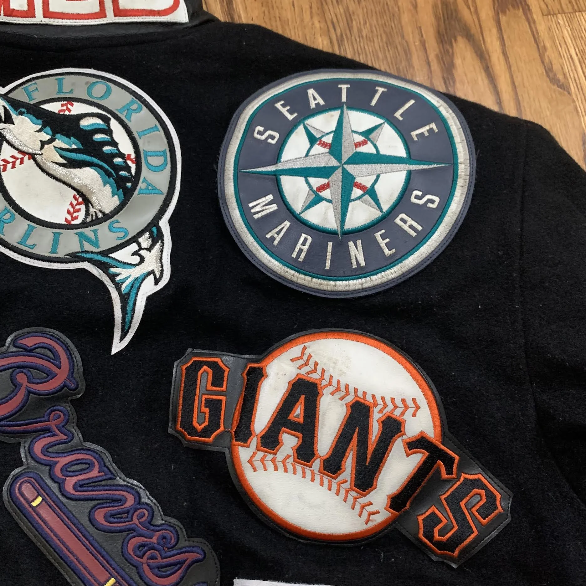 Vintage JH Design Jeff Hamilton MLB Patch Logo Black Wool Jacket